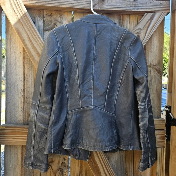 Michael Kors Distressed Leather Moto Jacket - Picture 6 of 13
